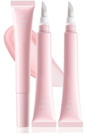 Lip Glow Gel, Soft Tube Lip Film With Silicone Brush, Premium Collagen Lip Gel for Women, Plump And Protect From Dryness, Smooth Non-Sticky Lip Glow Oil, Fresh Girl's Lip Care (2Pc)