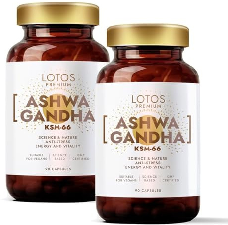 Ashwagandha KSM-66® - 600mg pro Tagedosis - 90 Kapseln 2er Pack - Withanolid Gehalt 5% - Premiumrohstoff, Vegan, Hochdosiert, Ohne Zusätze, laborgeprüft, GMP Qualität