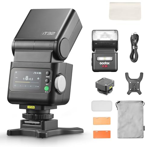 Godox iT32 Flash with X5N Trigger for Nikon, Touchscreen, 2.4G TTL HSS | Magnetic Hotshoe/Trigger, Built-in Battery, USB C Charge, GODOX IT32 TTL Mini Flash Speedlite with X5 N Trigger (iT32 + X5N)