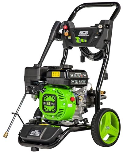 POLLOR Petrol Pressure Washer 3950 PSI Jet Wash 7HP 210cc 5 Nozzles With 8 Meter Hose & Detergent Tank