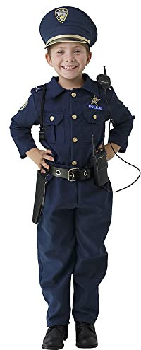 Dress Up America Costume Poliziotto Bambino - Gioco Di Ruolo Vestito Poliziotto Bambino - Camicia, Pantaloni, Cappello, Cintura, Fischietto, Fondina Per Pistola E Set Di Poliziotti Walkie-Talkie