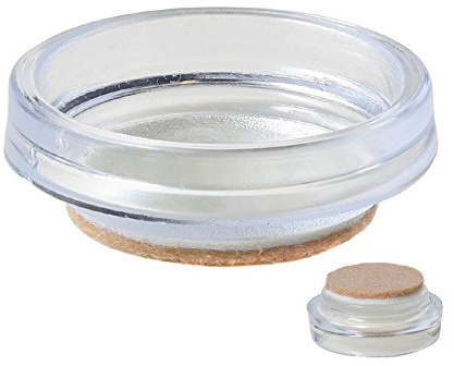 CASTOR CUPS FURNITURE FLOOR PROTECTOR GLIDES CLEAR + FELT PAD 44MM ( pack 4 )
