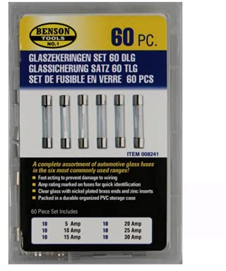 Glassicherungen 60tlg. 5-30A Sortiment KFZ Sicherungen Feinsicherungen