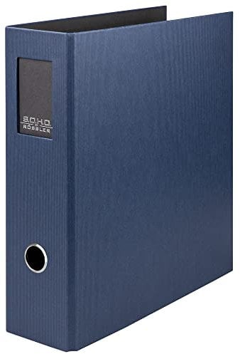 Rössler SOHO Ordner DIN A4 mit Rückenschild | Ordner A4 breit | Aktenordner A4 | Ordner breit mit Griffloch | DIN A4 Ordner mit Hebelmechanik | 320 x 285 x 80 mm | 1 Stück | Farbe: Blau | Navy