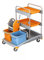 Splast Putzwagen-Set mit 2 Ablageflächen, Moppresse, 2 Eimern und Plastikbasis