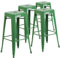 Flash Furniture Lily Barhocker aus Metall, kommerzielle Qualität, 76,2 cm hoch, rückenfrei, für drinnen und draußen, mit quadratischem Sitz, Grün, 4 Stück