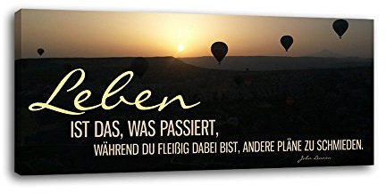 dalinda® XXL-Wandbild Leinwandbild mit Spruch Leben... 100x40cm Keilrahmenbild Kunstdruck Wandbild Panorama Leinwandbild LS055