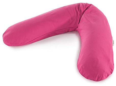 Theraline Das Original Schwangerschafts- & Stillkissen | gefüllt mit sandfeinen Original-Perlen | inkl. Außenbezug „Fuchsia“ | 190 cm