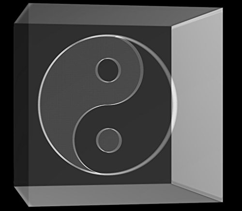 VIP-LASER 3D Glaskristall Würfel XL Yin Yang Symbol (60x60x60mm)