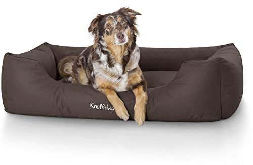 Knuffelwuff Hundebett Finlay aus Nylongewebe XXL 120 x 85cm Braun - Hundesofa mit erhöhte Ränder und abnehmbarem Bezug - leicht zu reinigen - für große, mittelgroße und kleine Hunde