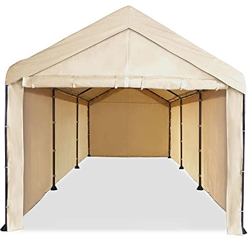 Caravan Canopy Tent Sidewalls for Mega Domain Carport with Straps, Ideal for Garage Storage, Inflatable Garage Covering, Tan (Sidewalls Only)