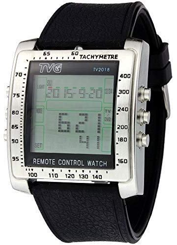 FENKOO Reloj Digital para Hombre Mando a Distancia para TV, DVD y Alarma, diseño Militar, Correa de Silicona