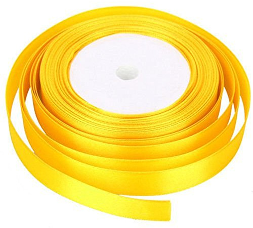 Yellow Satin Ribbon 10MM X 22 Metrs for Gifts Wrap, Sew, Party, Decorations, Crafts, Dress, Events, Bows Cars Floral Much More