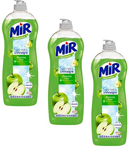 Mir Liquide Vaisselle Main Secrets de Vinaigre Pomme et Poire 750 ml - Lot de 3 flacons