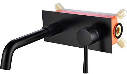 Tecmolog Mitigeur Lavabo Encastré Bec Pivotant 360°Robinet Lavabo Noir Laiton Robinet Salle de Bain Lavabo, BB6083C