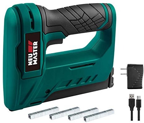 NEU MASTER Electric Staple Gun for Wood - Cordless Stapler Gun with T50 Staples, USB Charger, Heavy Duty Satple Gun for Upholstering, Crafts, DIY, Carpentry, Material Repair