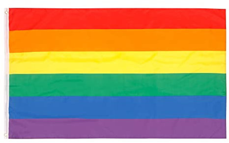 Aricona Bandiera arcobaleno 90x150cm – pace – grande - resistente alle intemperie con occhielli in ottone - tessuto 100% poliestere - cuciture doppie robuste e colori vivaci – per eventi di festival