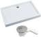VBChome Duschwanne Duschtasse 80 x 100 x 14 cm Rechteckig für Duschkabine Styroporträger flach Sanitär-Acryl Duschbecken stabil glatt weiß Dusche+ Ablaufgarnitur