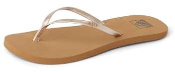 Reef Bliss Nights Womens Flip Flop, Super Lightweight and Soft Footbed, Thin Strap Beach Sandal, Tan/Champagne, 9