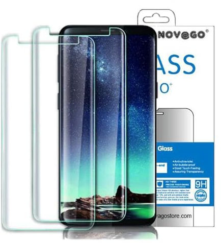 NOVAGO Compatible avec Samsung Galaxy S8 et Galaxy S9- Pack de 2 Films Protection écran Verre trempé résistant incurvé 3D,compatibles Toutes Les Housses et Coques