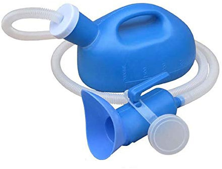 Urinflasche Für Damen Herren, Langhalsig Tragbare Notfall Urinal Toilette Für Reisen Camping Unterwegs Outdoor Auto Reise, 2000ML (Blau,1.6M)