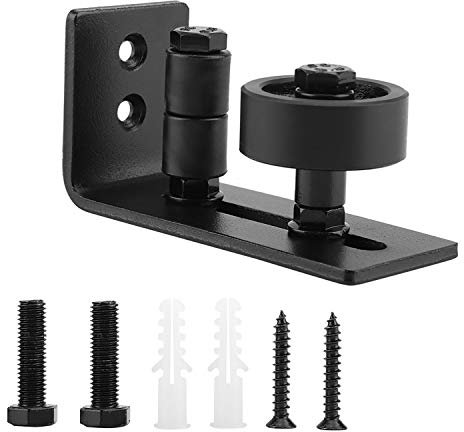 Tissting Sliding Barn Door Swing Stopper Track Kit, Carbon Steel Floor Door Runner Guide Sliding Hardware Bottom Mounted Rail Pulley Bracket with Adjustable Rail Roller for Sliding Doors Installation
