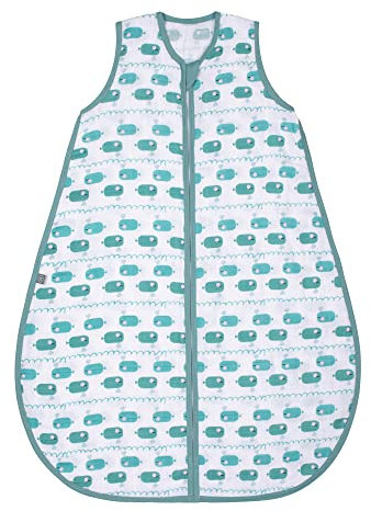emma & noah Premium Baby Schlafsack Sommer, Bequem & Atmungsaktiv, 100% Bio-Baumwolle, Oeko-TEX Zertifiziert, Flauschig Weich, Bewegungsfreiheit, 0.5 TOG (Wal Blau, 90 cm)