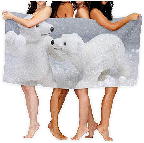 Strandtücher,Sand Proof Quick Dry Reisetuch Spielen Eisbär Spielzeug Badetuch Saugmittel Wrap Für Spa Strandtuch 80×130cm