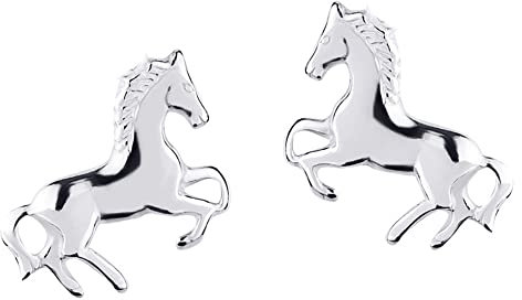 FIVE-D Ohrstecker Ohrringe Pferd Pony Galopp 925 Silber (Pferd Steigend)