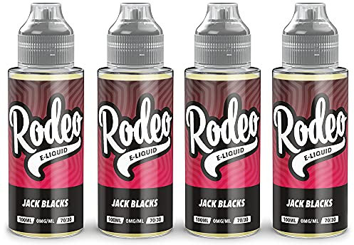 Rodeo Vape Liquid 4 x 100ml Jack Blacks Vape Juice E Liquid 70/30 Flavoured Ecig Juice E Cigarette Nicotine Free Sub Ohm Short Fill