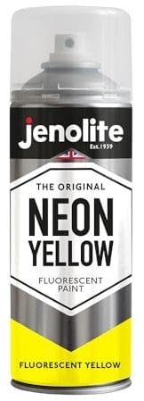 JENOLITE Fluorescent Spray Paint | NEON YELLOW | 400ml | Premium High Visibility Neon Spray Paint | Multi Surface High Viz Paint | Ideal for Hobbies, Graffiti-Art, Crafting & Safety Marking