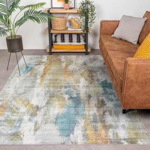 FRAAI | Home & Living Moderner Teppich - Strong Paint Bunt - Polyester - Flachgewebe - Modern - Wohnzimmer, Esszimmer, Schlafzimmer - Carpet