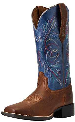 Ariat Stivali western da donna con punta quadrata, Sassy Marrone/Blu marino metallizzato, 37 EU
