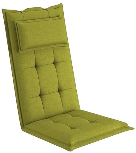 sunnypillow 1 Stück Gartenstuhlauflage mit abnehmbarem Kopfpolster - 120 x 50 x 9cm - Stuhlauflagen Hochlehner, Auflage für Gartenmöbel - Sitzauflagen Outdoor, wasserdicht UV-Lichtecht - Grün