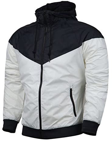 ORANDESIGNE Parka Homme Blouson Moto Coupe-Vent Imperméable et Chaud Respirant Capuche Amovible Veste Imperméable Coupe-Vent Idéale en Automne et Hiver A Blanc M