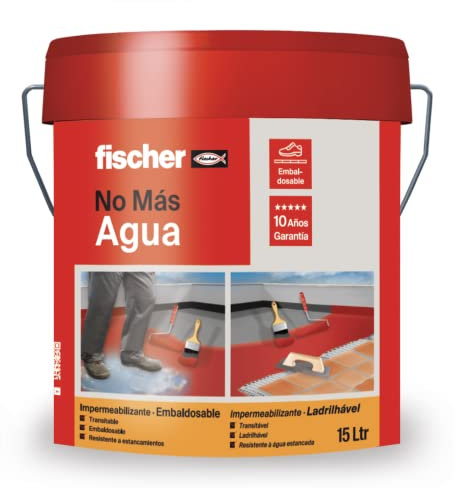 Fischer - Pintura impermeabilizante embaldosable 15L para terrazas, tejados, transitable, Blanco