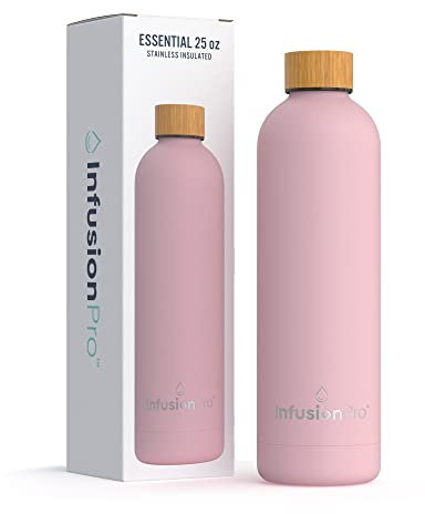 Infusion Pro Water Bottle Vacuum Insulated (25 oz) Stainless Steel : Standard Mouth : Cold or Hot for Hours, No Condensation : Cute, Pretty, Unique Gift Idea