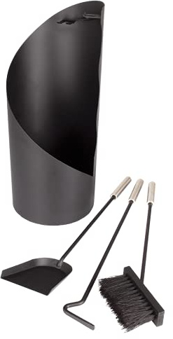 Valiant Fireside Tools Companion Set - Includes Shovel, Brush and Poker, Black