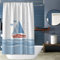 Duschvorhang Anti Schimmel, Duschvorhang Beschwerer Weiß Blau Segelboot Polyestergewebe für Badezimmer, Haus, Hotel 180X180cm