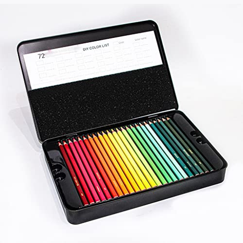 Buntstifte Professionelles Set mit 72/120/180 Farben, weiche Kerne auf Wachsbasis, ideal für Kunstskizzen, Schattierung, in Box (Color : A Size : 72Colors)