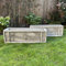 Onefold SET OF 2 LARGE DECORATIVE STONE TROUGH OUTDOOR GARDEN PLANTER PLANT POTS WITH DRAINAGE HOLE