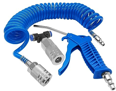 Beduan Air Blow Gun Kit with 16ft Long Pneumatic Pu Hose, Heavy Duty Air Duster Gun for Air Compressor(Blue)