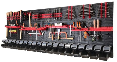 Valle Verde 110-tlg. Werkzeugwand Set XXL 2316 x 780 mm Werkstattwand mit 38 Stapelboxen Werkzeughalterungen Werkstattregal Wandregal für Werkstatt Garage Lagersystem Werkstatteinrichtung Kunststoff