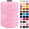CAMAL Cordino per Borse Uncinetto Macramè Filo 3mm Filo Poliestere 170m Corda Macrame Filato per Borse Uncinetto Spago Colorato Corde Colorate per Artigianato, Lavoro a Maglia (Rosa Chiaro)