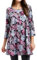 Enmain Tunica Donna Manica Lunga Maglia Taglie Forti Maglietta a Maniche Lunghe 3/4 Bluse Scollo Tondo Motivo Stampata Camicia Top Rosa & Grigio 3XL