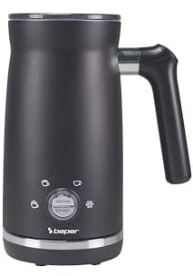 BEPER P101CAF001 Espumador de Leche Automático, Espumador de Leche con Tapa, 300 ml, Negro, 4 Funciones, Potencia 500W