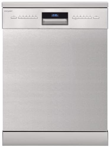Exquisit® Lavavajillas 60Cm, Clase B, Acabado Inox,14 Servicios, 6 Programas, Display Digital, Indicador Falta Sal y Abrillantador, Inicio Diferido, Consumo 65 kWh/100ciclos, Medidas 84,5x59,8x60 Cm.