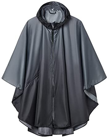 SaphiRose PONCHO Imperméable avec Capuche Zip pour Adulte Dégradé de gris
