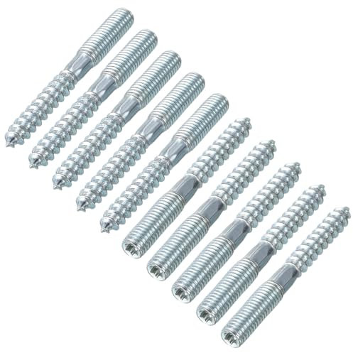 QUARKZMAN M8 Hanger Bolzen Länge 2-3/4(70mm) Doppeltkopf-Bolzen Selbstschneidende Schraube 8mm Holzverbindung Möbelfüße 16 Stück