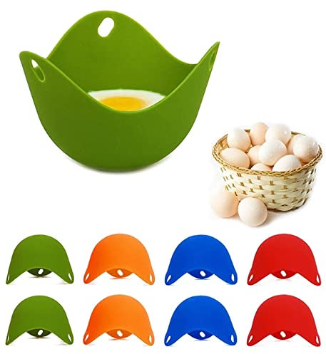 SYXWJL Huevera 8pcs Silicona Tazas de Huevo escalfadas, cocinar cazas de Caza Cazador Hueveras, 20010125